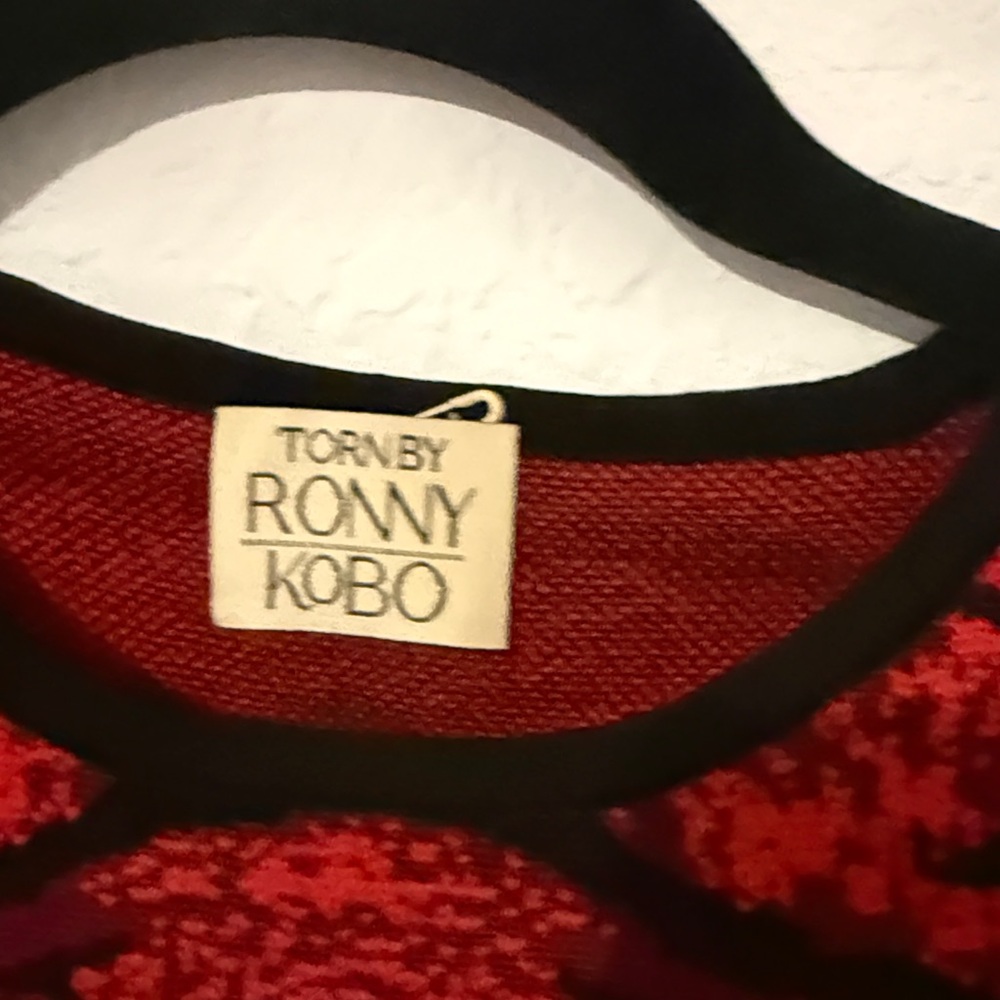 Ronny Kobo Red Black Knit Fit & Flare Dress Size S - Picture 7 of 7